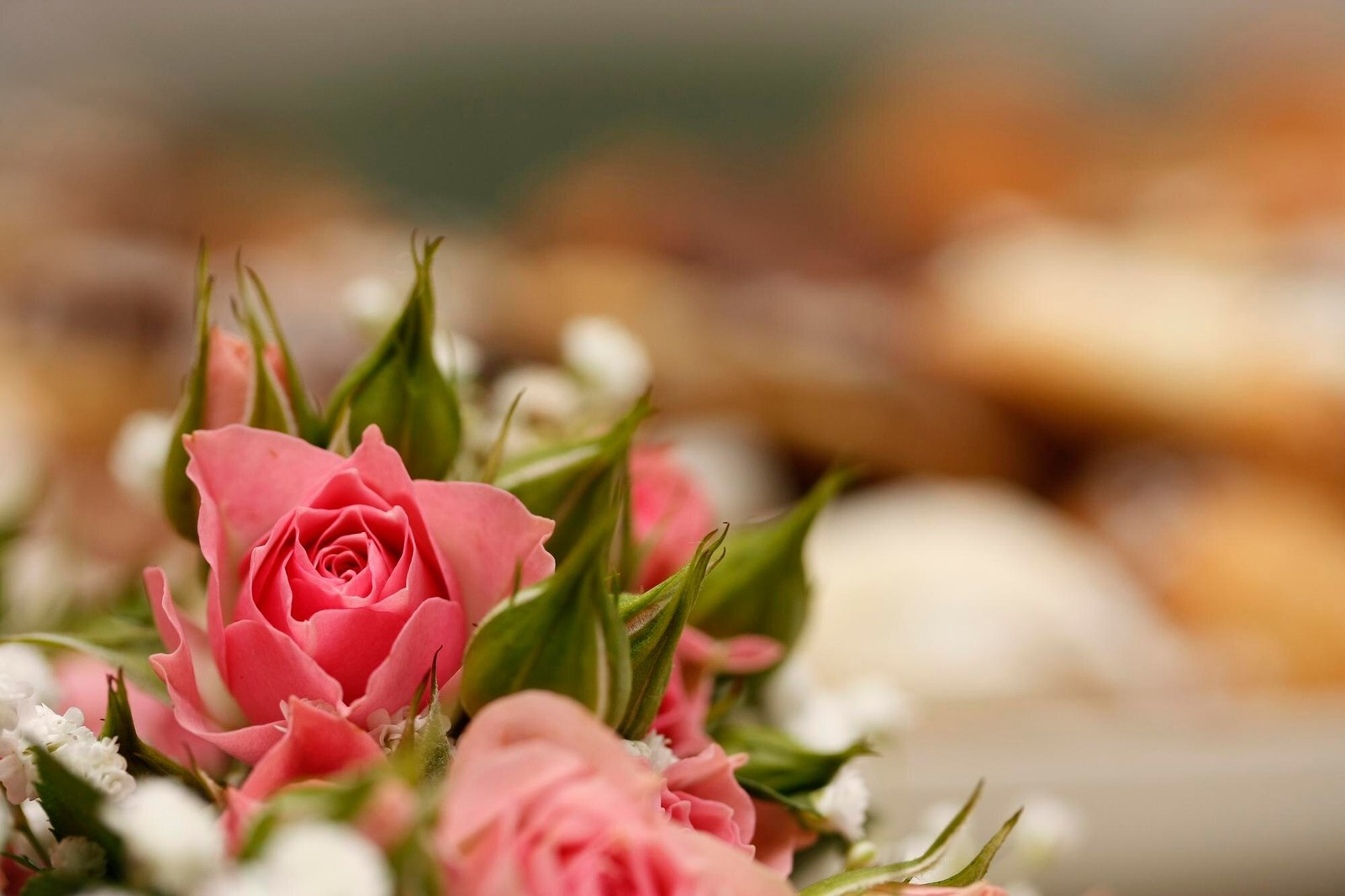 Rosas naturales en la decoración de una boda