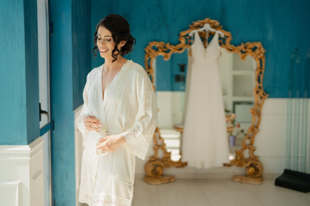 Detalle de un vestido de novia Pierre Lemaitre